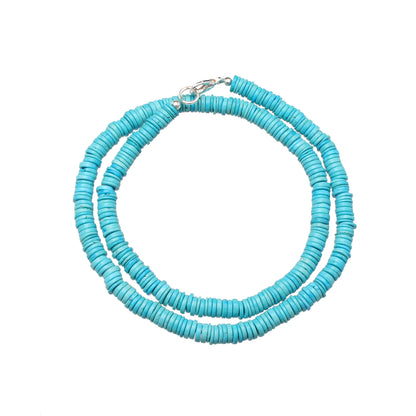 Natural Blue Howlite Turquoise Tire Bead Necklace – Smooth Wheel Gemstone Jewelry for Calm, Balance & Stylish Everyday Wear