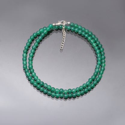 Green Onyx Beaded Smooth Round Gemstone Jewelry Necklace