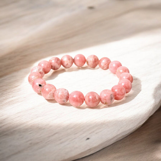 Natural Rhodochrosite Stretchable Gemstone Bracelet – Emotional Healing & Love