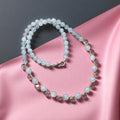 Aquamarine and Strawberry Quartz Designer Necklace | Natural Gemstone Jewelry
