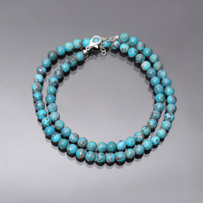 Authentic Arizona Turquoise Beaded Necklace – Natural Blue Turquoise Healing Stone Jewelry