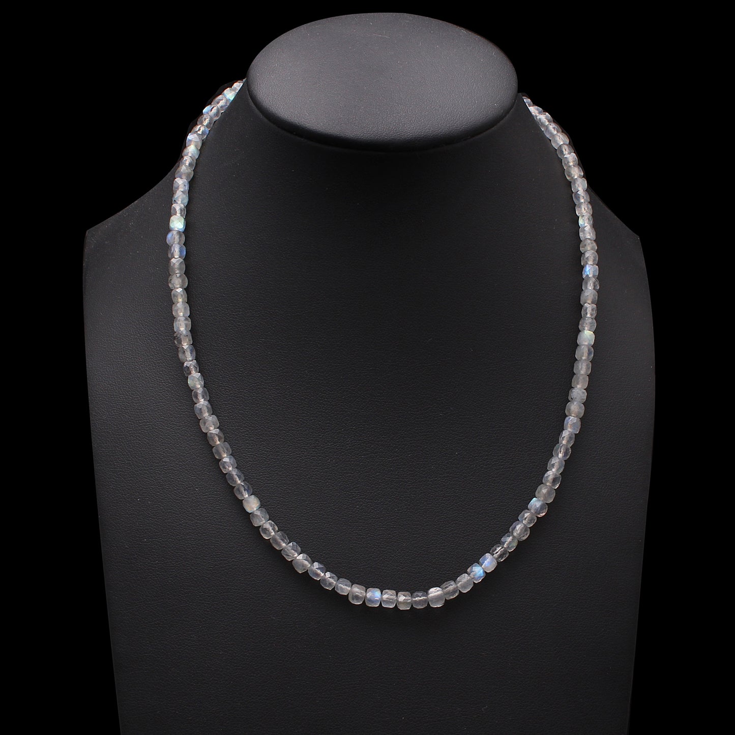 Natural Labradorite Faceted Cube Box Gemstone Necklace – Handmade Statement Jewelry