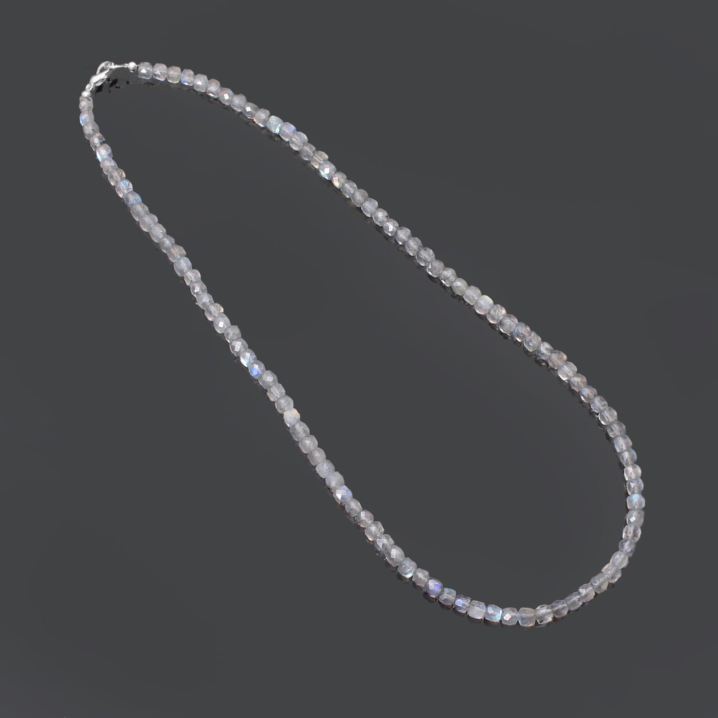 Natural Labradorite Faceted Cube Box Gemstone Necklace – Handmade Statement Jewelry