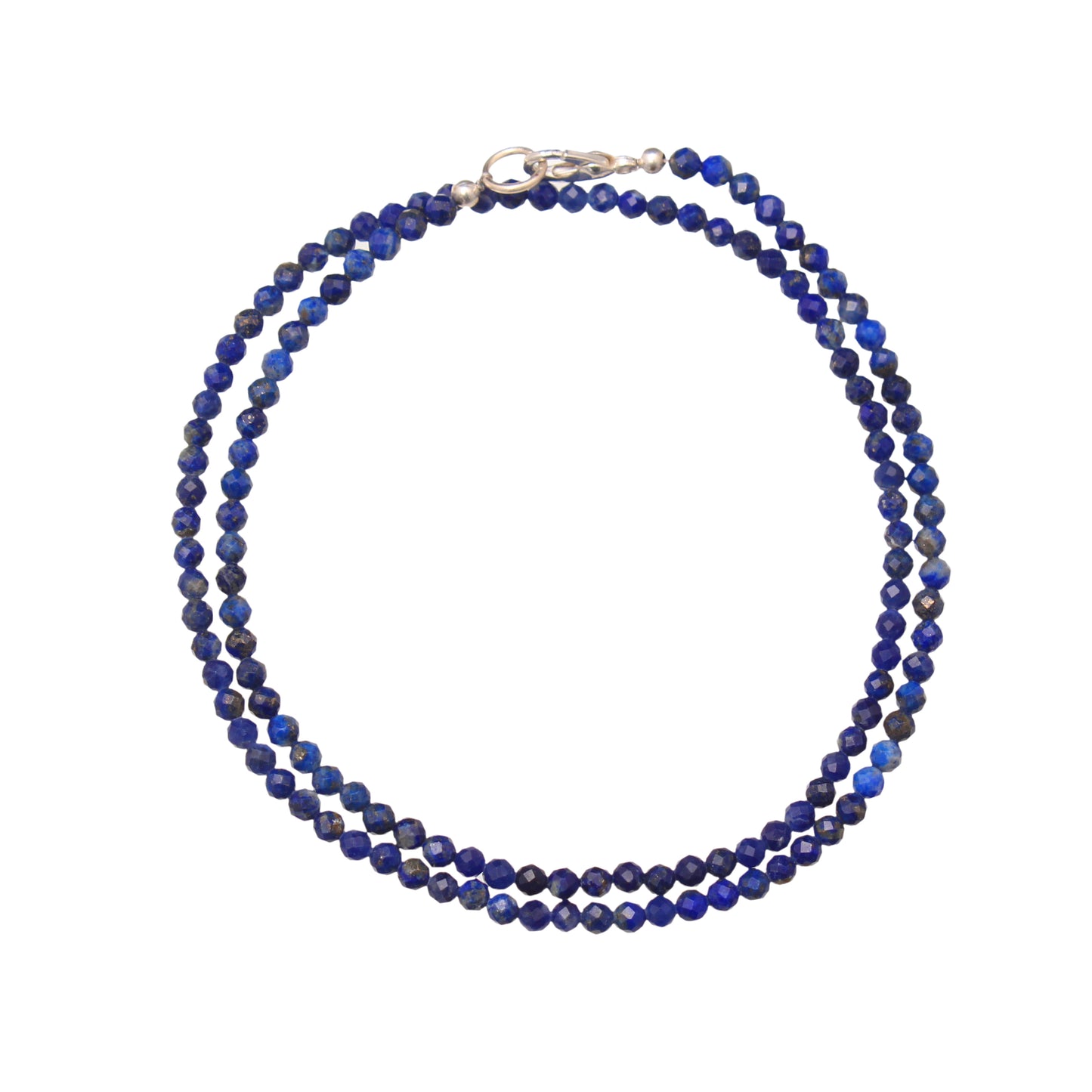 Memorable Lapis Gemstone Beaded Necklace with 925 Sterling Silver Lock