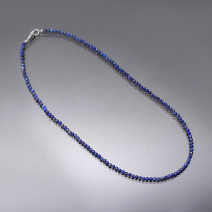 Memorable Lapis Gemstone Beaded Necklace with 925 Sterling Silver Lock