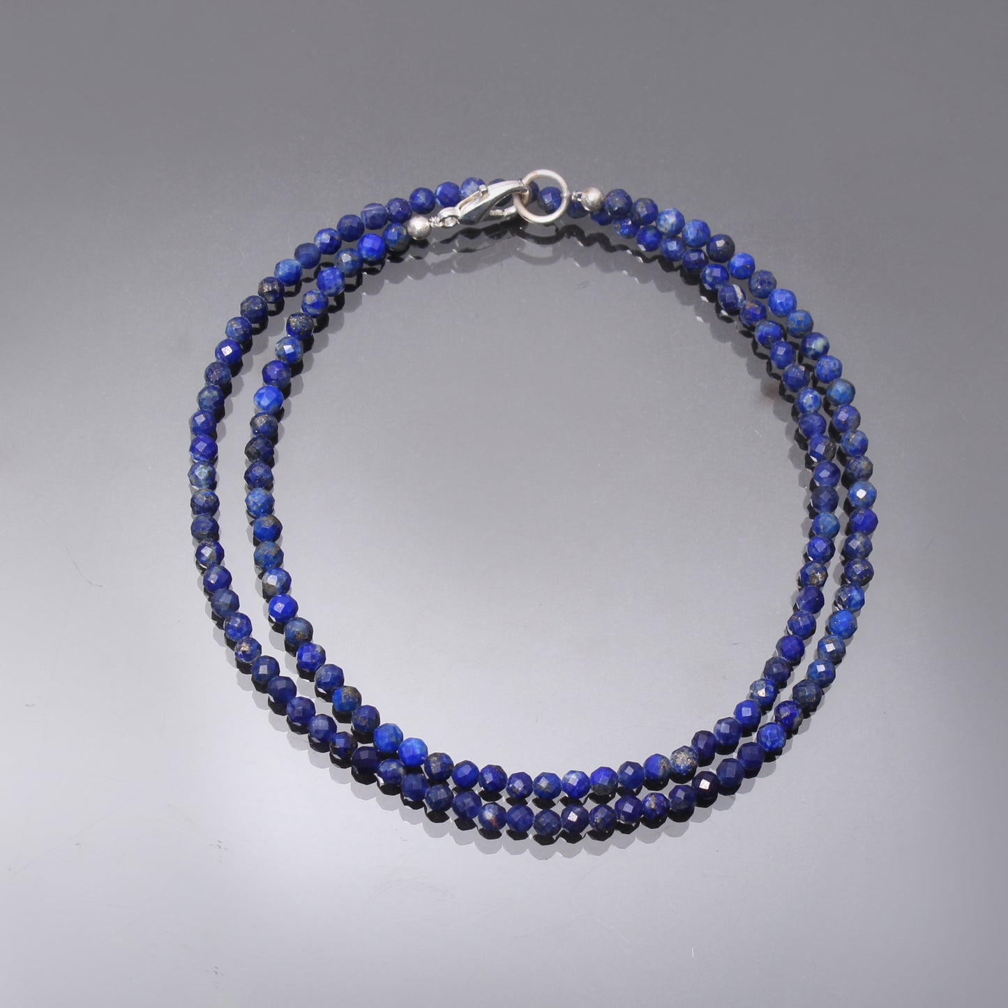 Memorable Lapis Gemstone Beaded Necklace with 925 Sterling Silver Lock