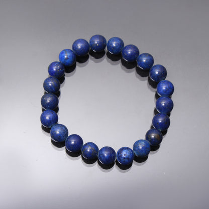 Natural Lapis Lazuli Smooth Round Streatch Bead Bracelet – Wisdom, Truth & Inner Peace | Handmade Stretchable Gemstone Jewelry