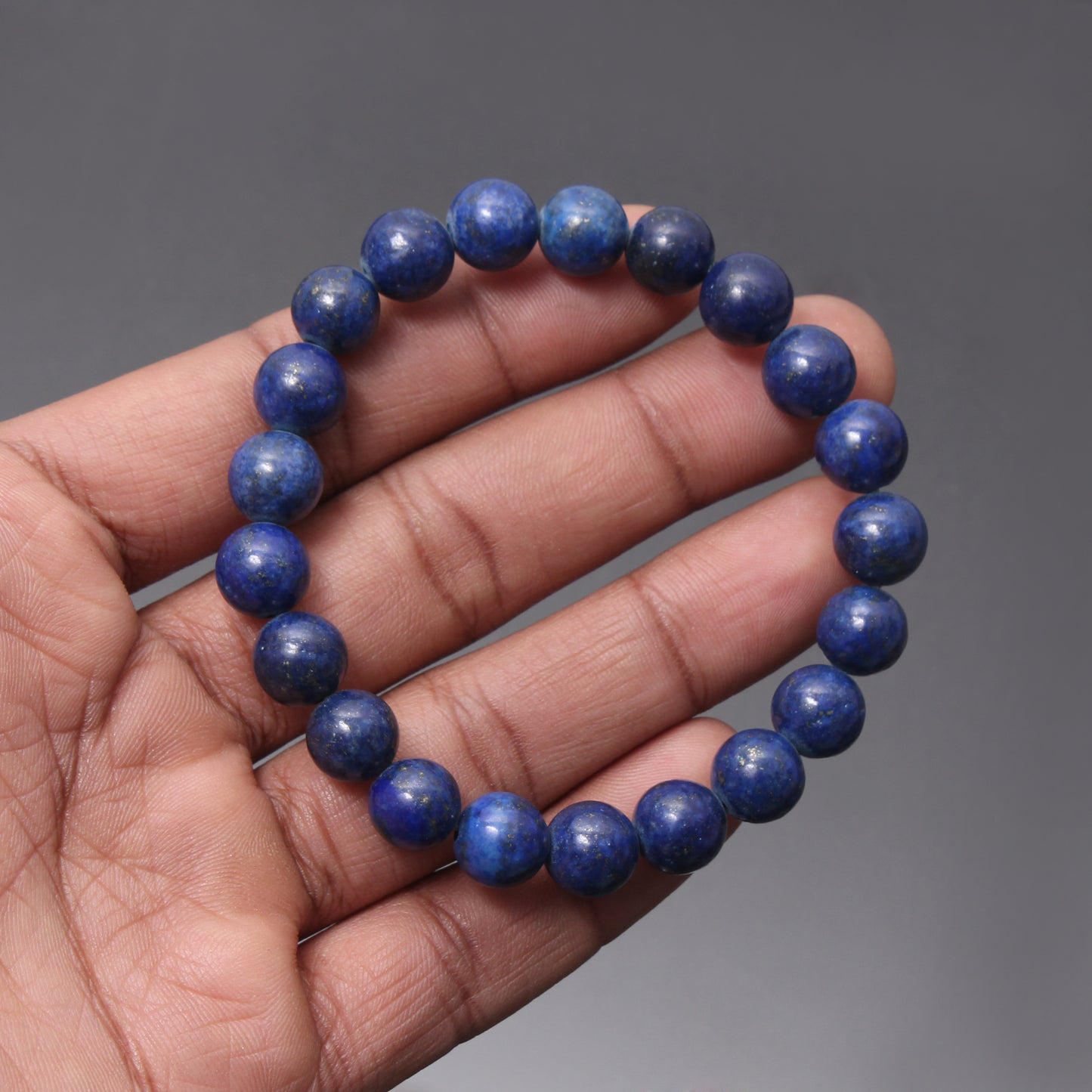 Natural Lapis Lazuli Smooth Round Streatch Bead Bracelet – Wisdom, Truth & Inner Peace | Handmade Stretchable Gemstone Jewelry