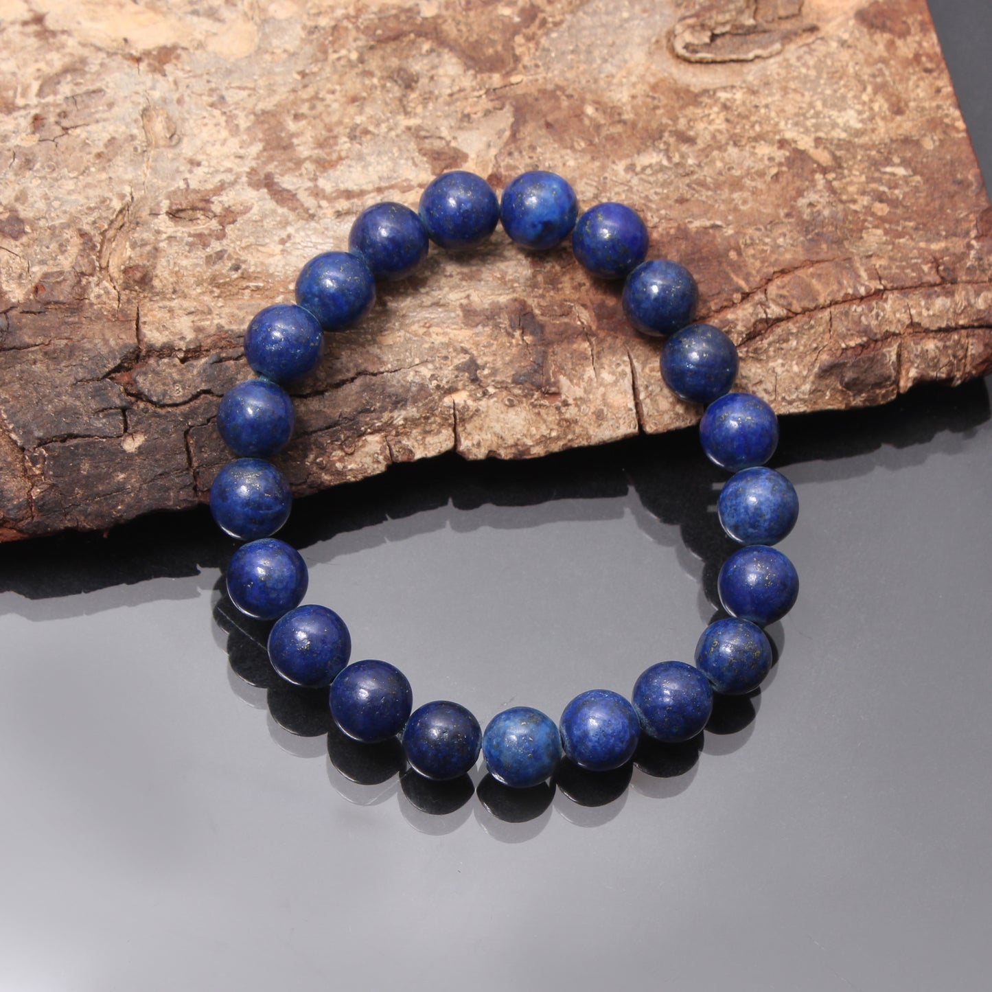 Natural Lapis Lazuli Smooth Round Streatch Bead Bracelet – Wisdom, Truth & Inner Peace | Handmade Stretchable Gemstone Jewelry