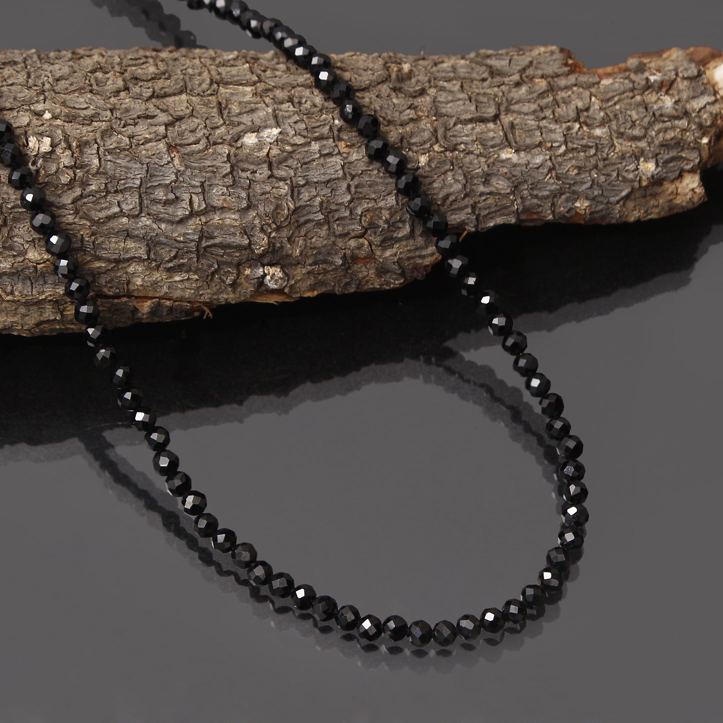 Natural Black Spinel Faceted Beaded Necklace – Elegant Gemstone Jewelry