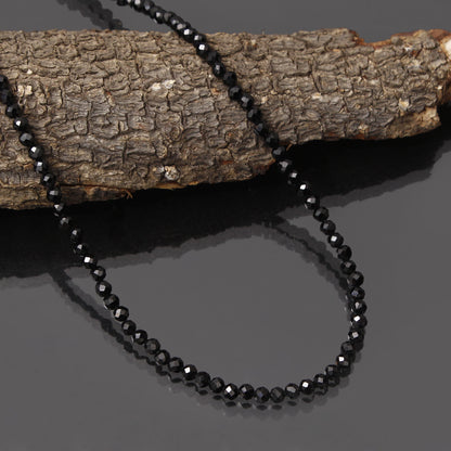 Natural Black Spinel Faceted Beaded Necklace – Elegant Gemstone Jewelry