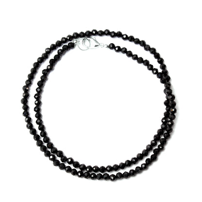 Natural Black Spinel Faceted Beaded Necklace – Elegant Gemstone Jewelry