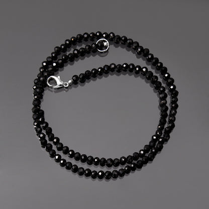 Natural Black Spinel Faceted Beaded Necklace – Elegant Gemstone Jewelry