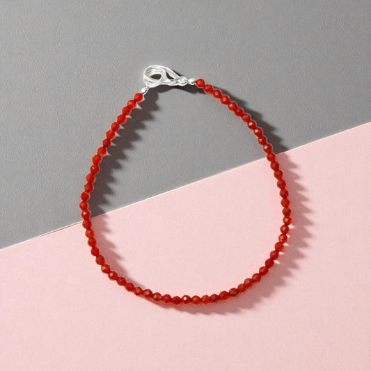 Natural Carnelian Gemstone Bracelet – Fiery Red Energy & Elegant Silver Clasp