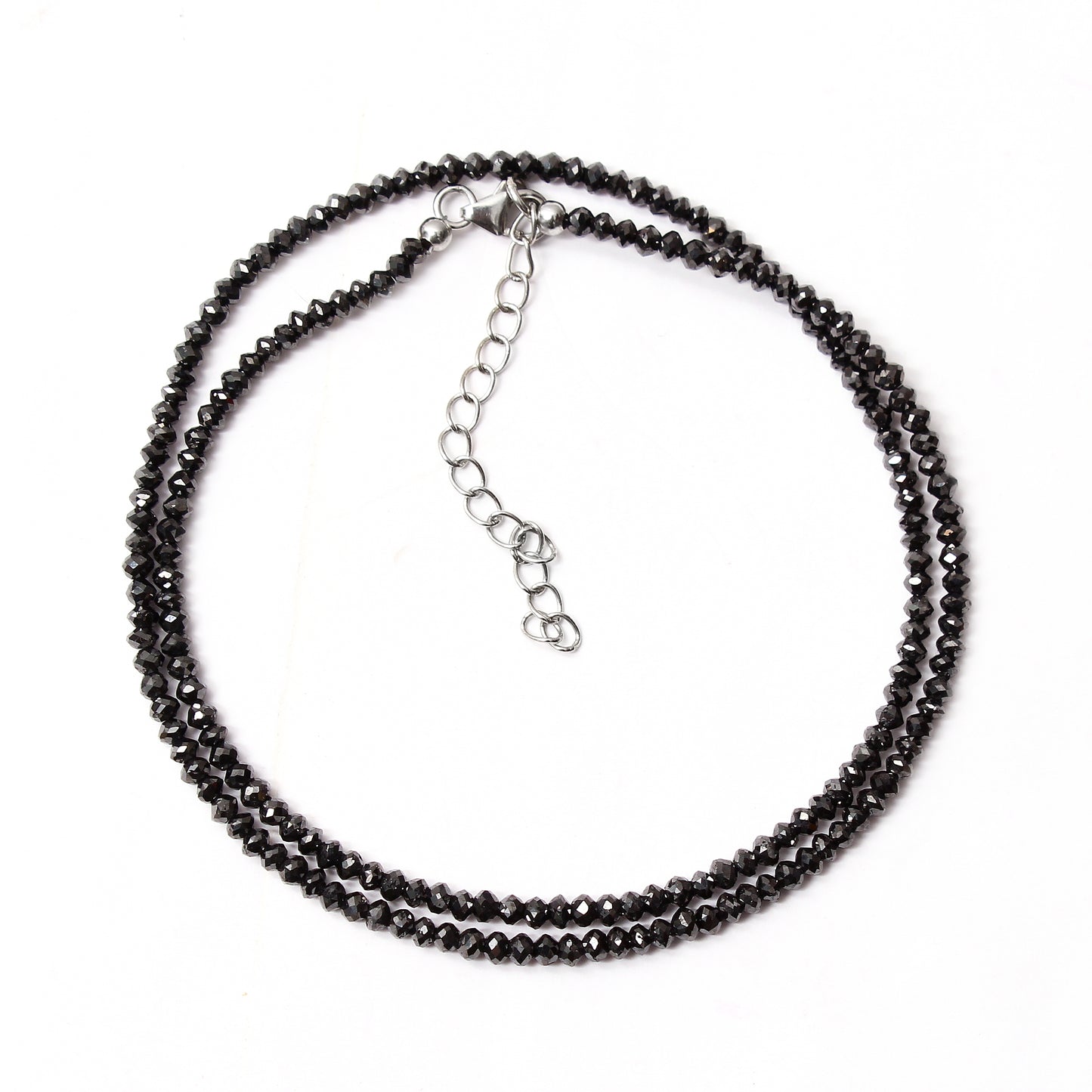 Natural Black Diamond Beaded Necklace,