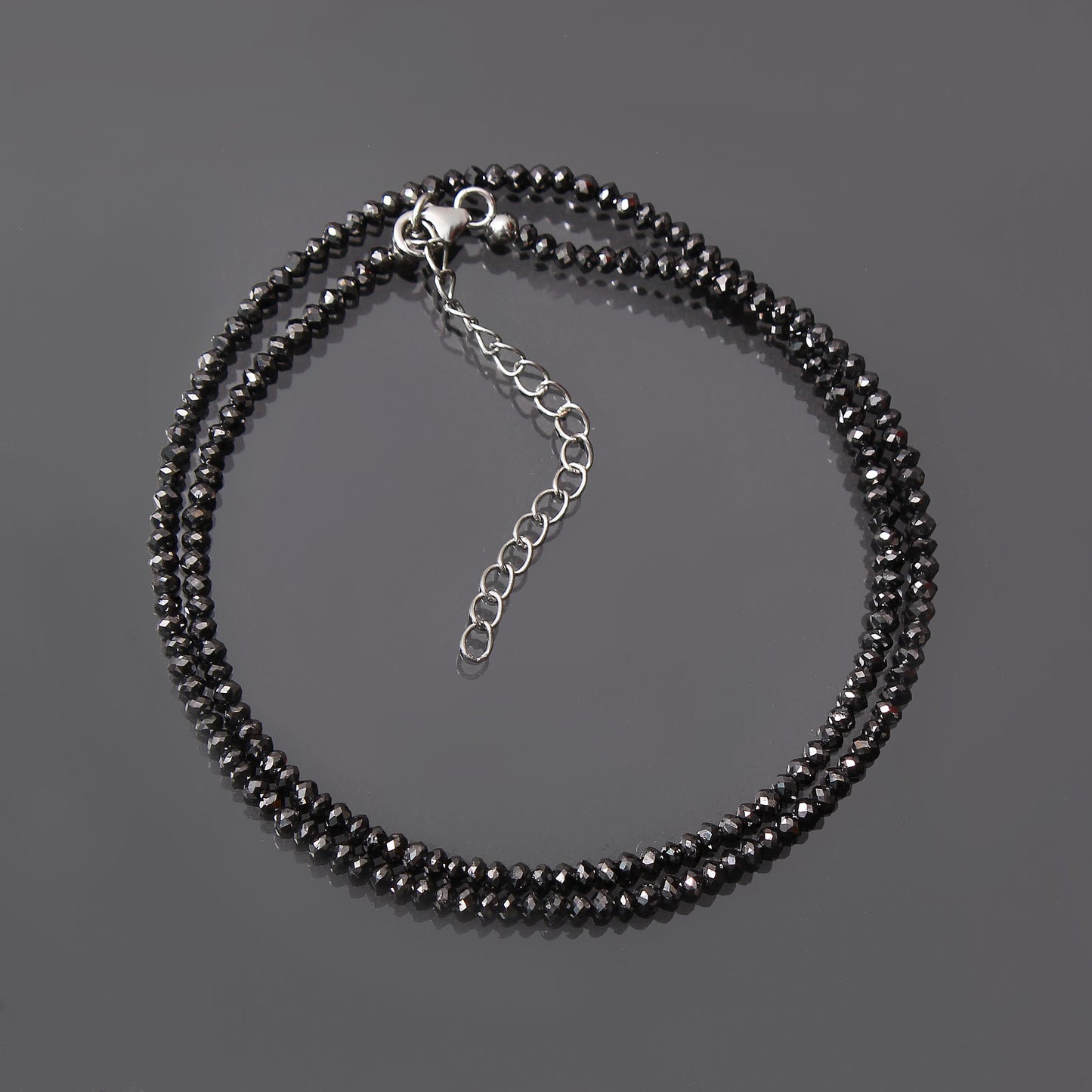 Natural Black Diamond Beaded Necklace,