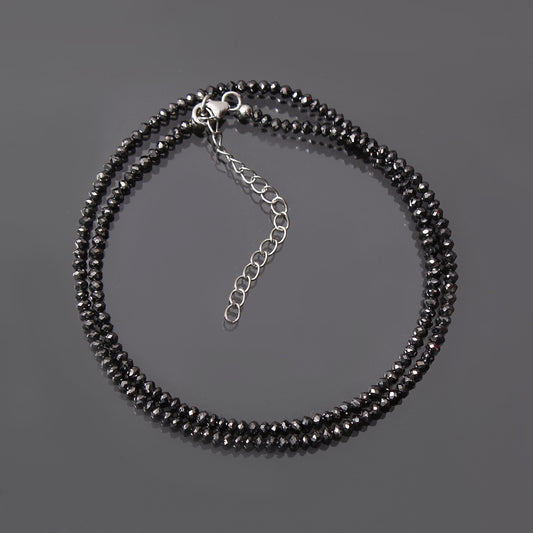 Natural Black Diamond Beaded Necklace,