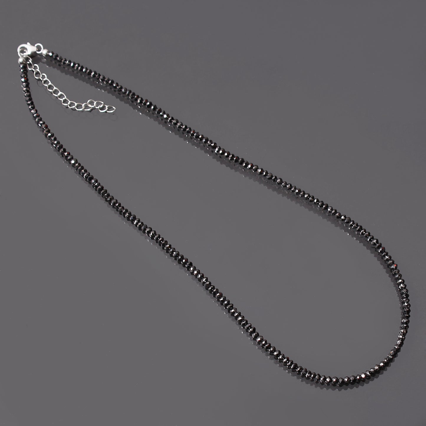 Natural Black Diamond Beaded Necklace,