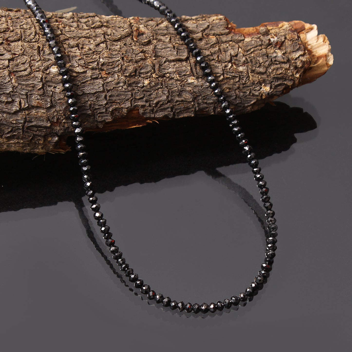 Natural Black Diamond Beaded Necklace,