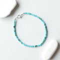 Turquoise Bracelet - Minimalist 3mm Beads with Silver Lobster Lock