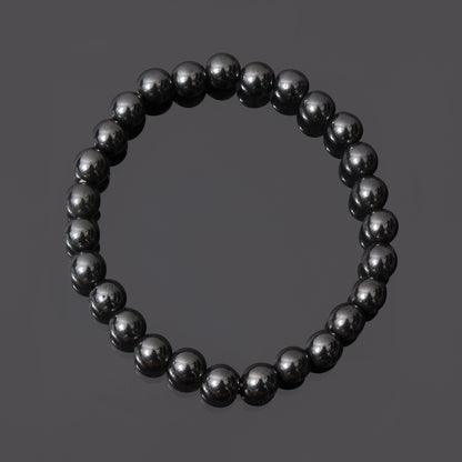 Grounded & Stylish: Silver Hematite 8mm Stretch Bracelet