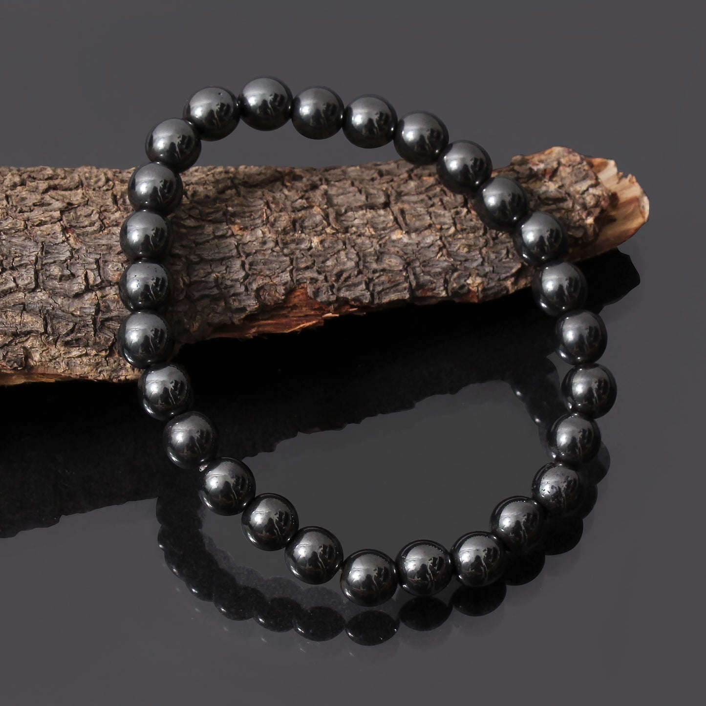 Grounded & Stylish: Silver Hematite 8mm Stretch Bracelet