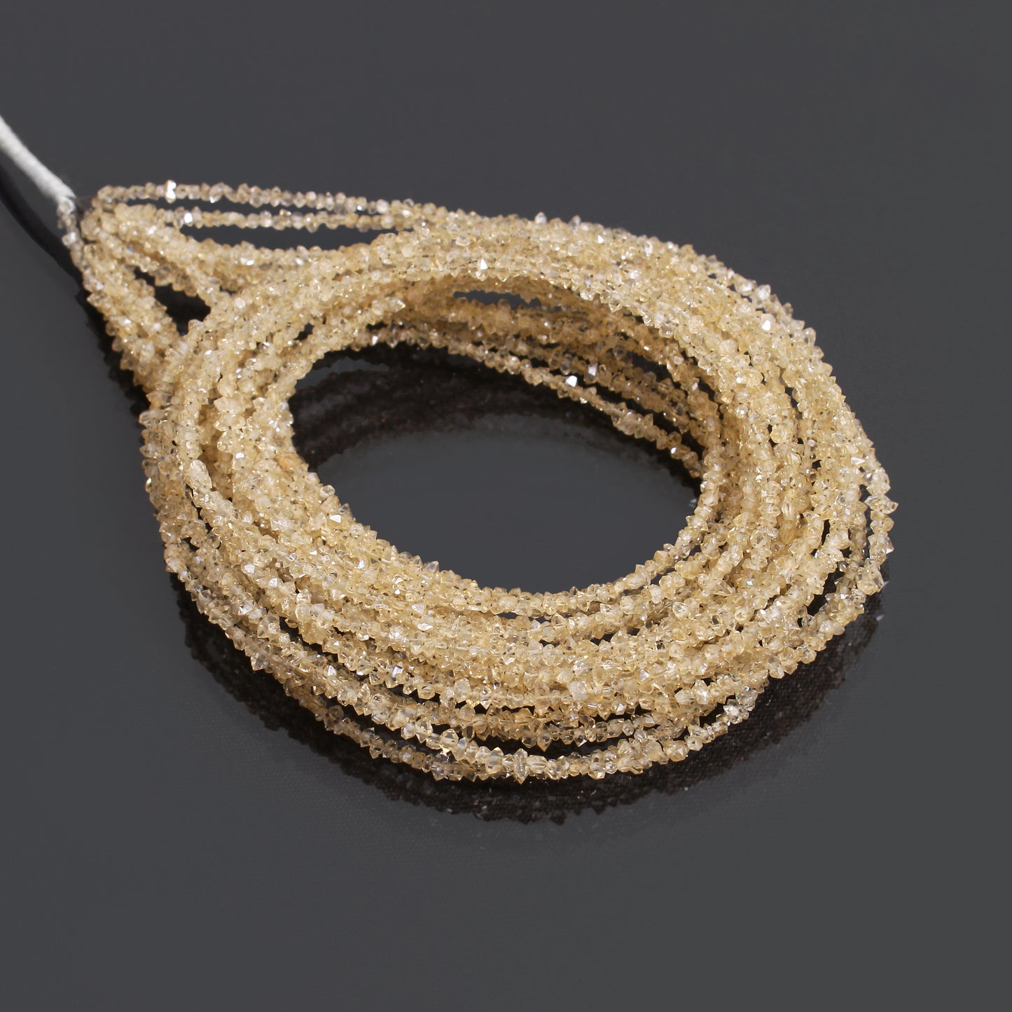 Light Champagne Color Herkimer Diamond Uncut Chips Beads 2x3 mm – Natural Clear Quartz Raw Chip Strand for Jewelry Making