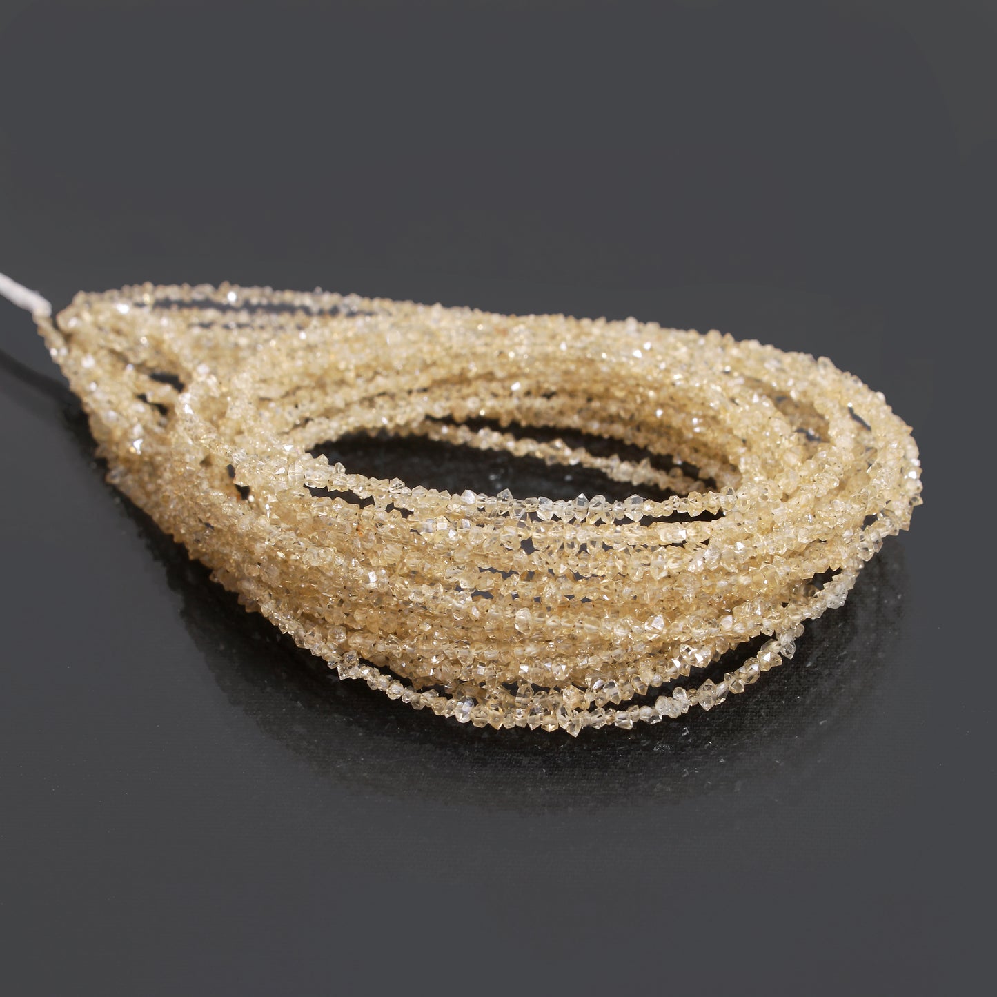 Light Champagne Color Herkimer Diamond Uncut Chips Beads 2x3 mm – Natural Clear Quartz Raw Chip Strand for Jewelry Making