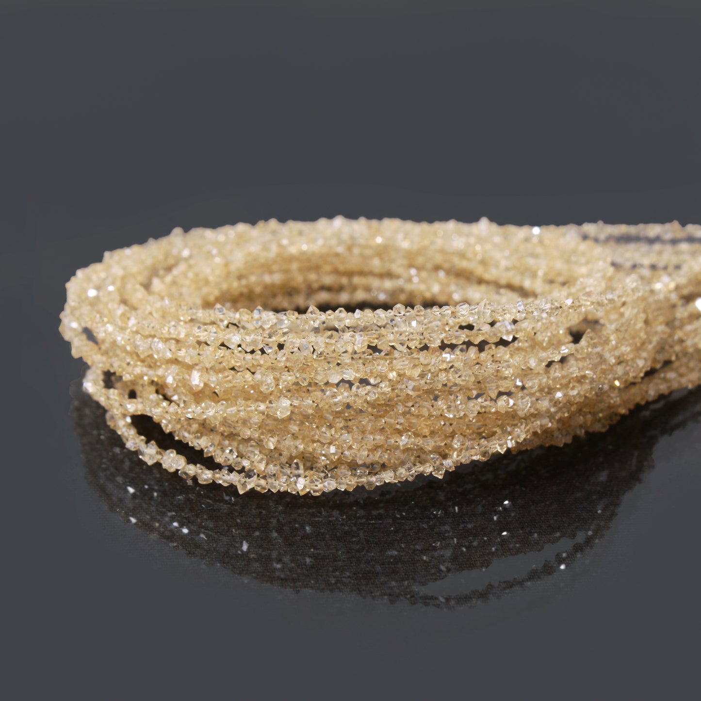 Light Champagne Color Herkimer Diamond Uncut Chips Beads 2x3 mm – Natural Clear Quartz Raw Chip Strand for Jewelry Making