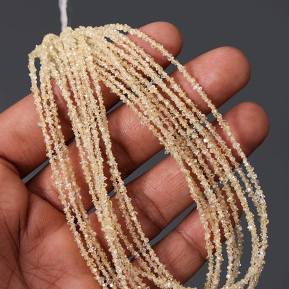 Light Champagne Color Herkimer Diamond Uncut Chips Beads 2x3 mm – Natural Clear Quartz Raw Chip Strand for Jewelry Making