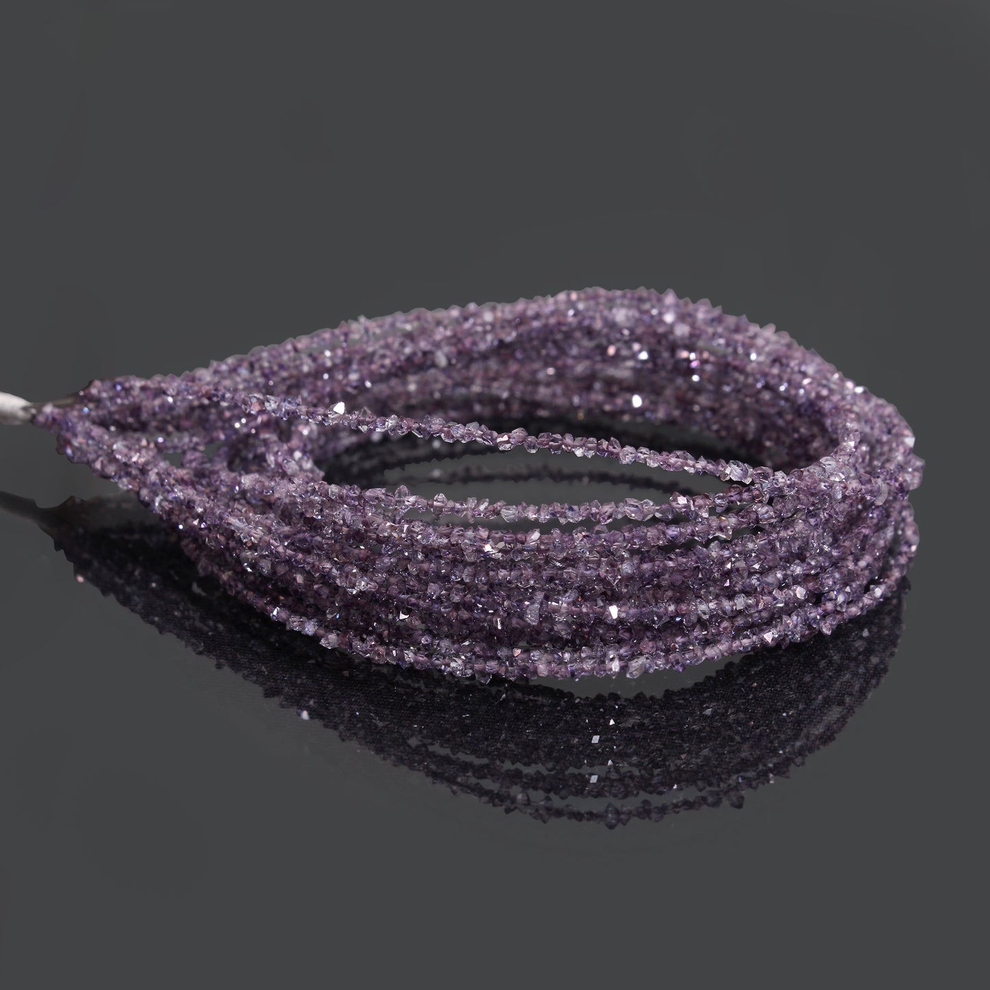 Natural Purple Herkimer Diamond Uncut Chips Beads 2x3 mm – Sparkling Raw Gemstone Strands for Jewelry Making
