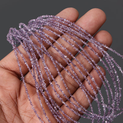 Natural Purple Herkimer Diamond Uncut Chips Beads 2x3 mm – Sparkling Raw Gemstone Strands for Jewelry Making
