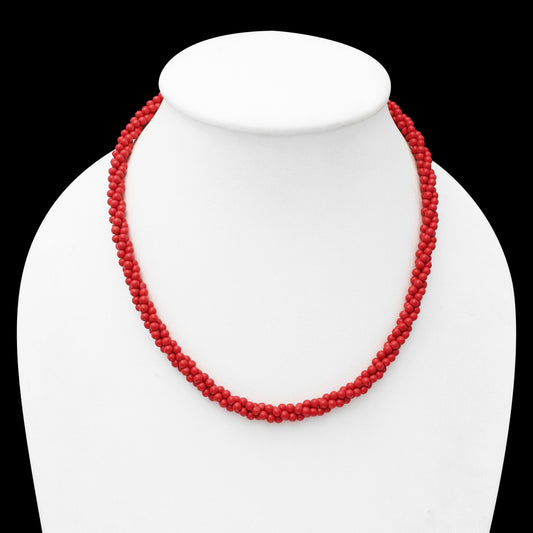 Elegant Natural Red Coral Beaded Twisted Layering Necklace – Vibrant Energy & Timeless Style