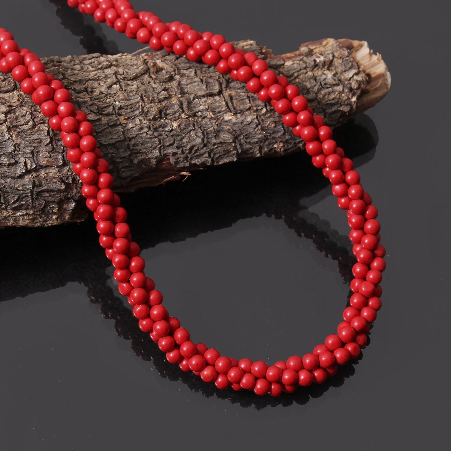 Elegant Natural Red Coral Beaded Twisted Layering Necklace – Vibrant Energy & Timeless Style