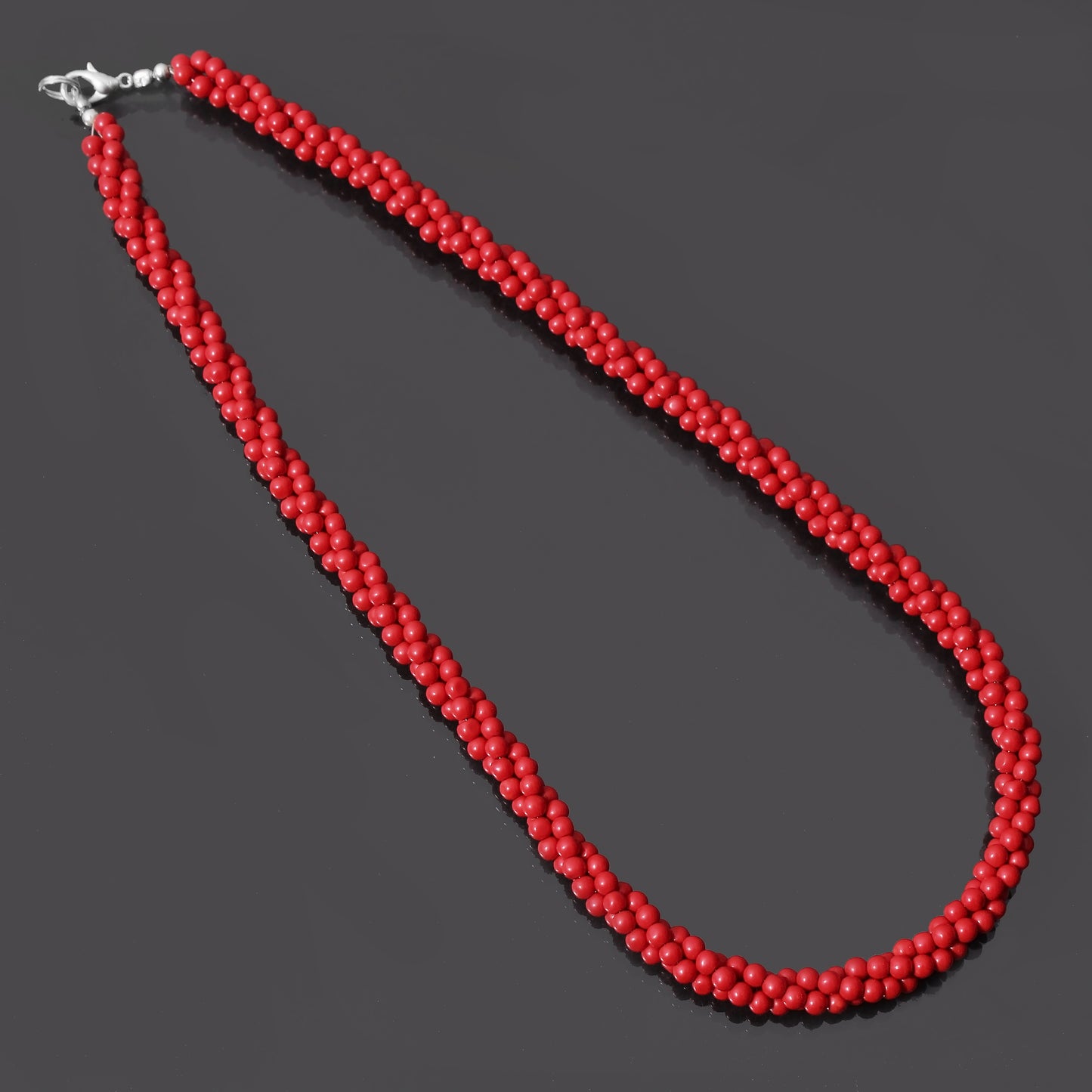 Elegant Natural Red Coral Beaded Twisted Layering Necklace – Vibrant Energy & Timeless Style