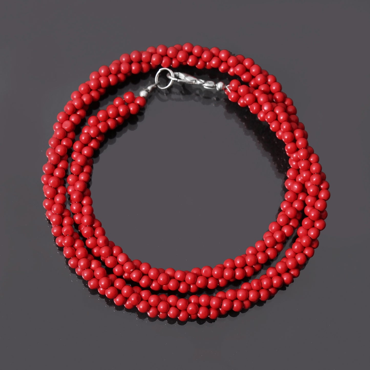 Elegant Natural Red Coral Beaded Twisted Layering Necklace – Vibrant Energy & Timeless Style