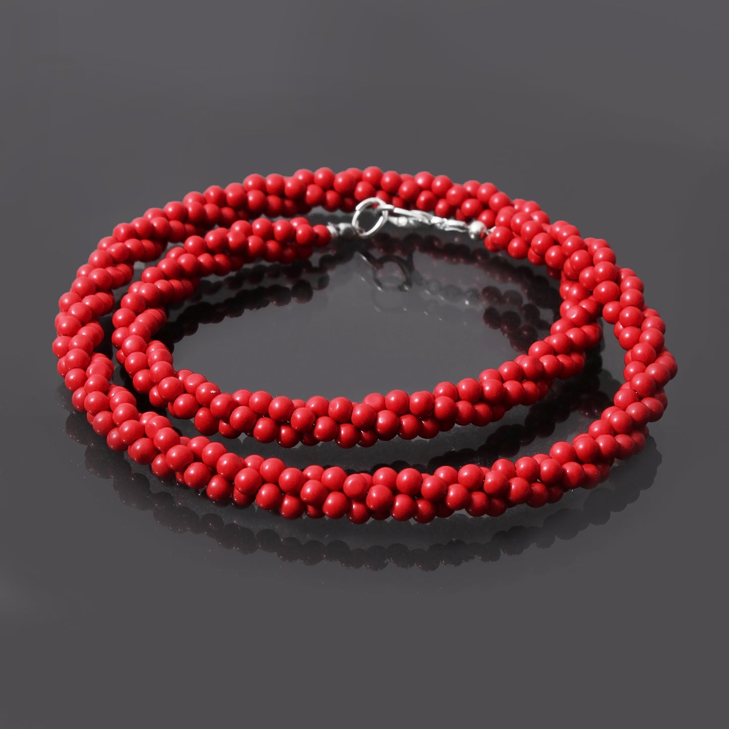 Elegant Natural Red Coral Beaded Twisted Layering Necklace – Vibrant Energy & Timeless Style