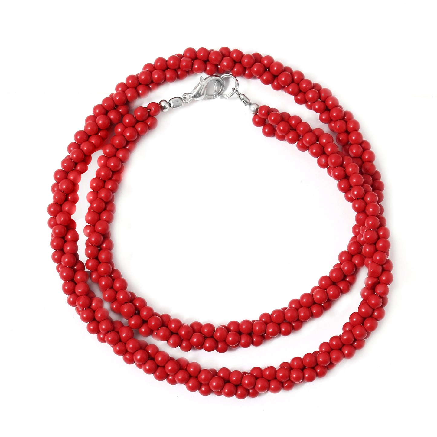 Elegant Natural Red Coral Beaded Twisted Layering Necklace – Vibrant Energy & Timeless Style