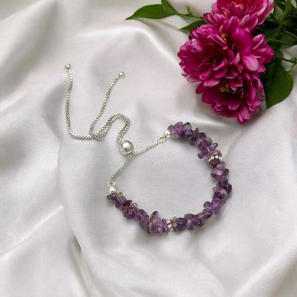 Amethyst Bolo Chain Bracelet - Calming & Healing Benefits