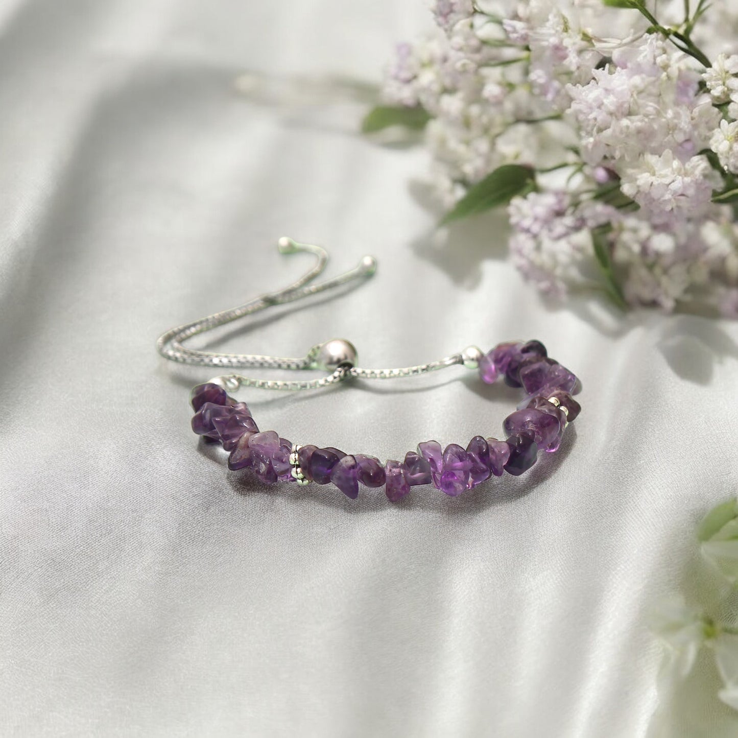 Amethyst Bolo Chain Bracelet - Calming & Healing Benefits