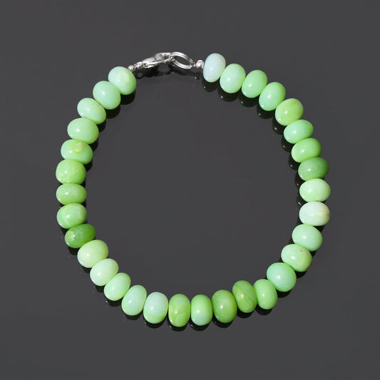 Vibrant Green Opal Beaded Bracelet - 8mm-9mm Smooth Rondelle Gemstone Elegance