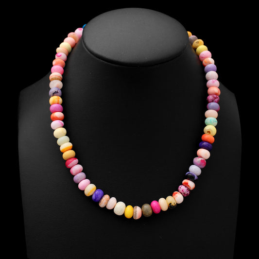Multi-Color Opal Beaded Necklace - Radiant Rondelle Elegance