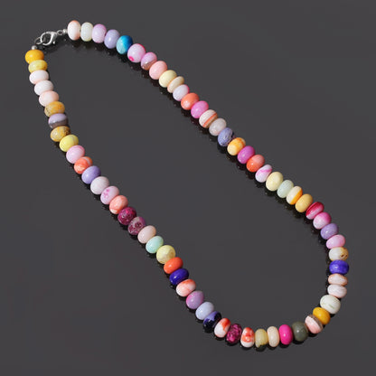 Multi-Color Opal Beaded Necklace - Radiant Rondelle Elegance