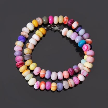 Multi-Color Opal Beaded Necklace - Radiant Rondelle Elegance