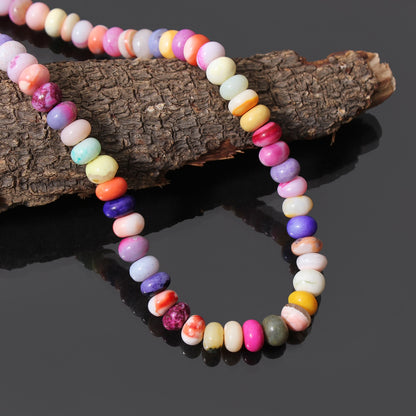 Multi-Color Opal Beaded Necklace - Radiant Rondelle Elegance