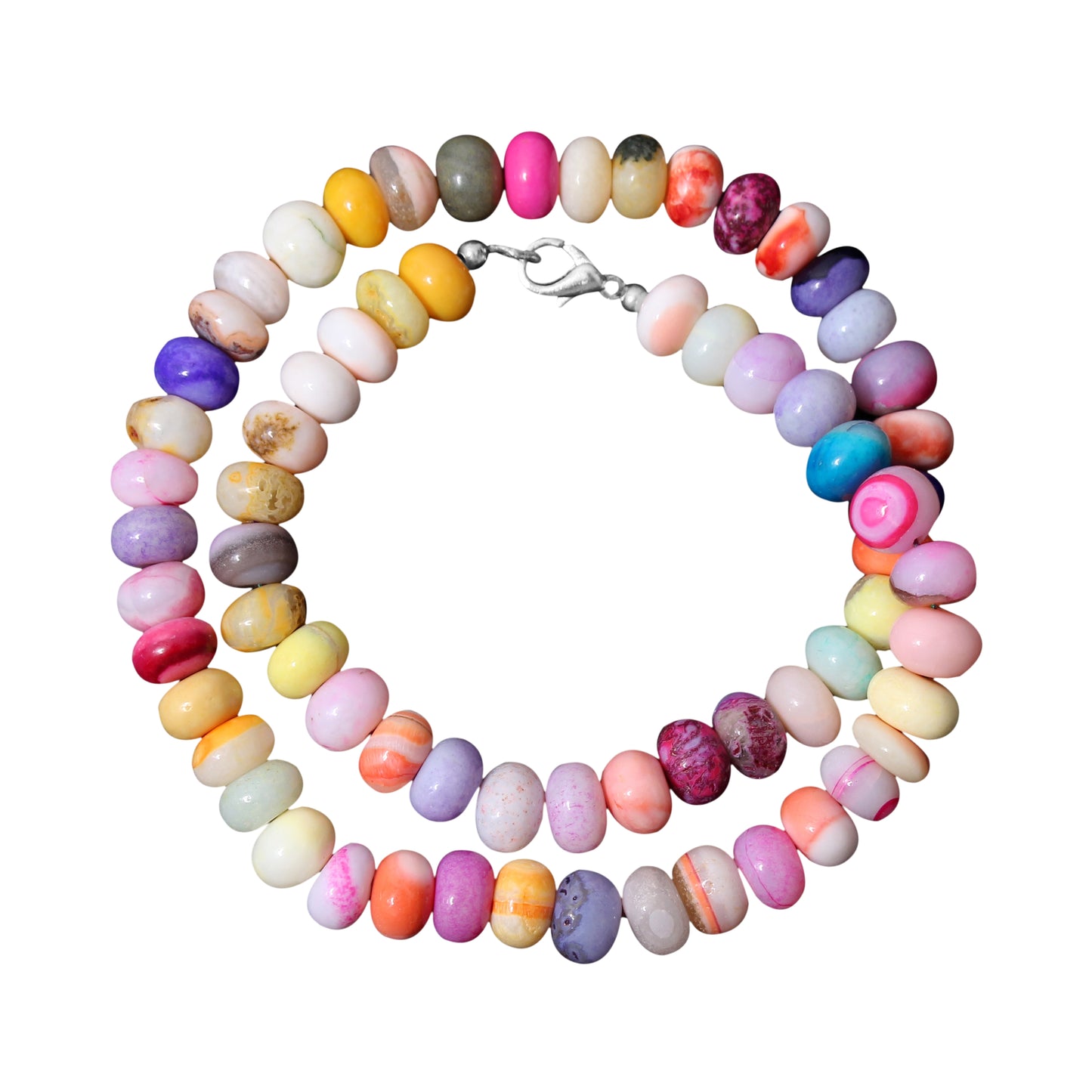 Multi-Color Opal Beaded Necklace - Radiant Rondelle Elegance