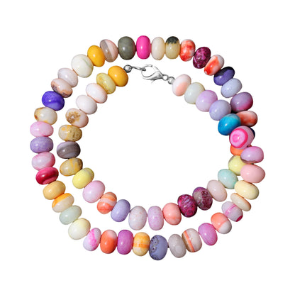 Multi-Color Opal Beaded Necklace - Radiant Rondelle Elegance