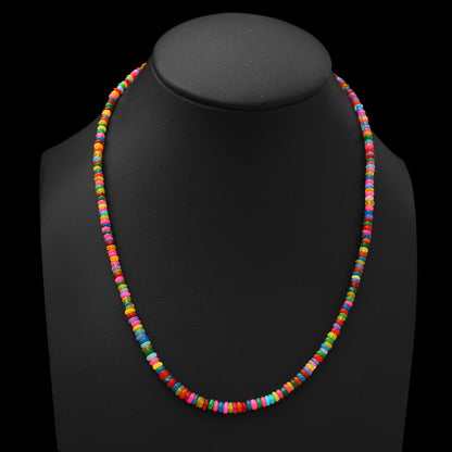 Natural Multi Color Ethiopian Opal Gemstone Necklace