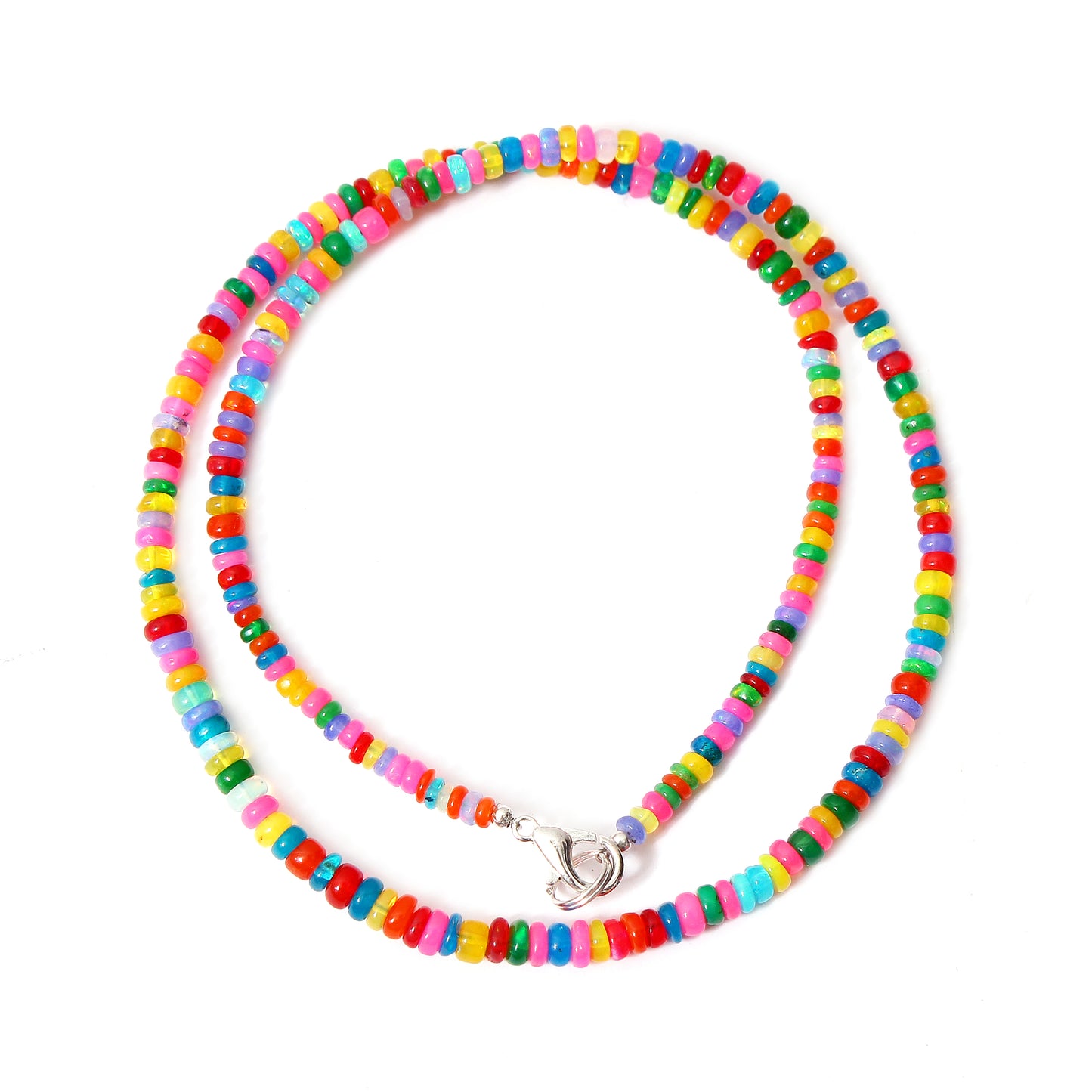 Natural Multi Color Ethiopian Opal Gemstone Necklace