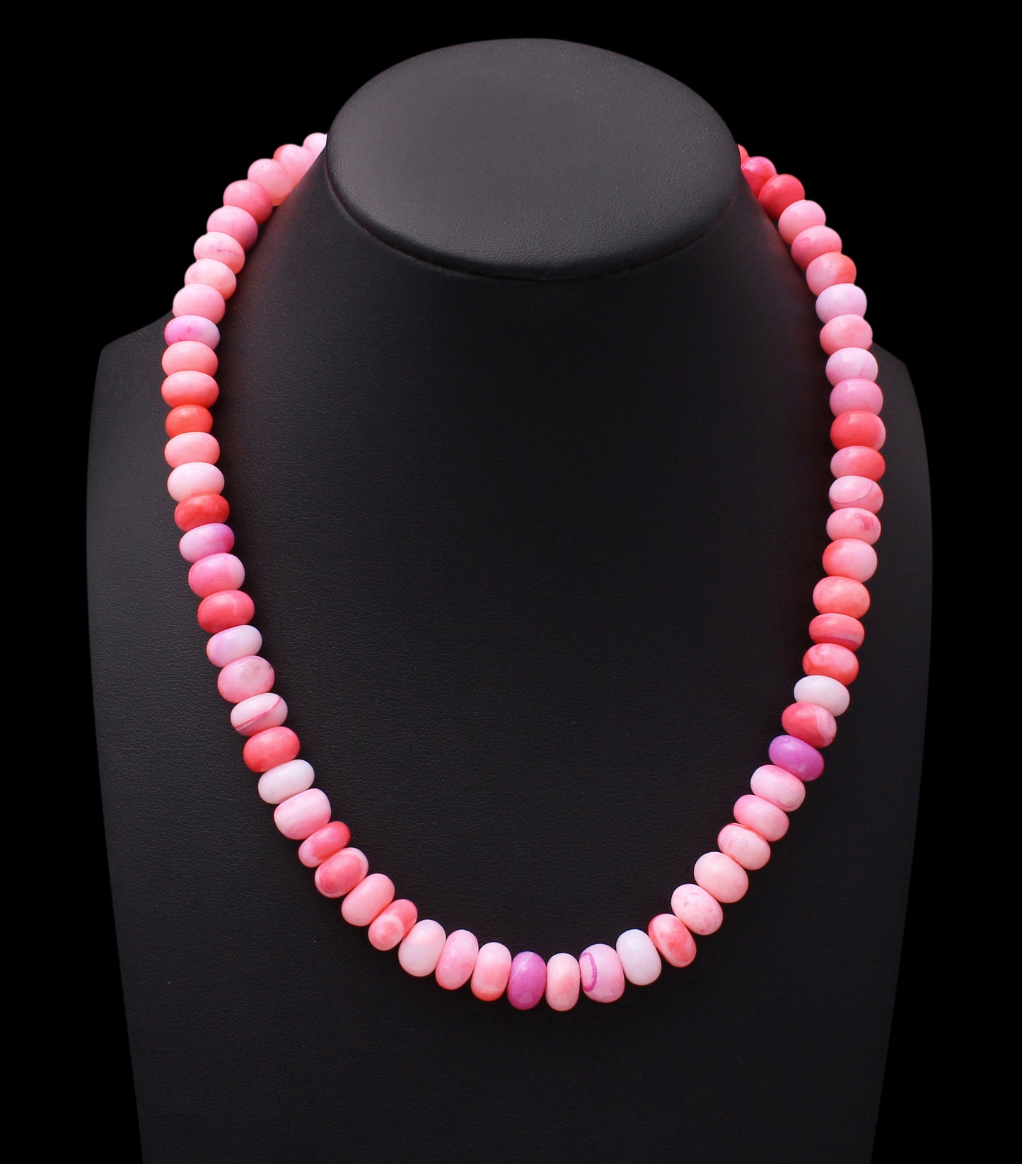 Pink Opal Beaded Necklace Gemstone Smooth rondelle beads Necklace